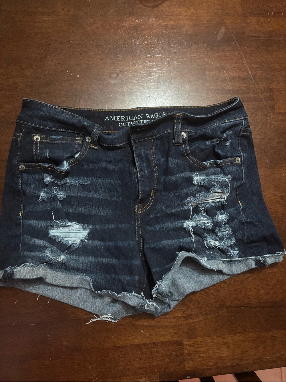 American Eagle Outfitters Hi-Rise Shortie Distressed Hi-Rise Denim Shorts Size